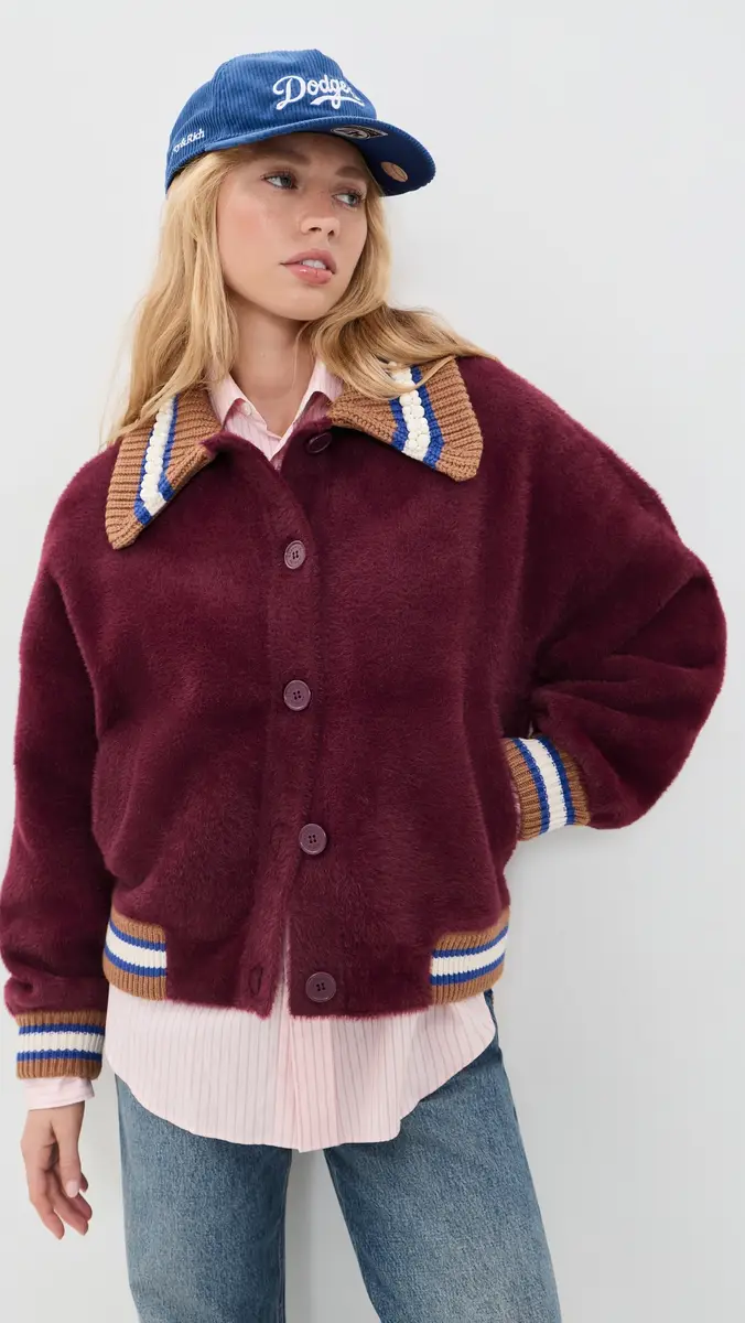 Essentiel Antwerp Kamore Knit Jacket with Collar Combo2 Wine Not | Thumbnail 2 Essentiel Antwerp Kamore Knit Jacket with Collar Combo2 Wine Not | Thumbnail 2