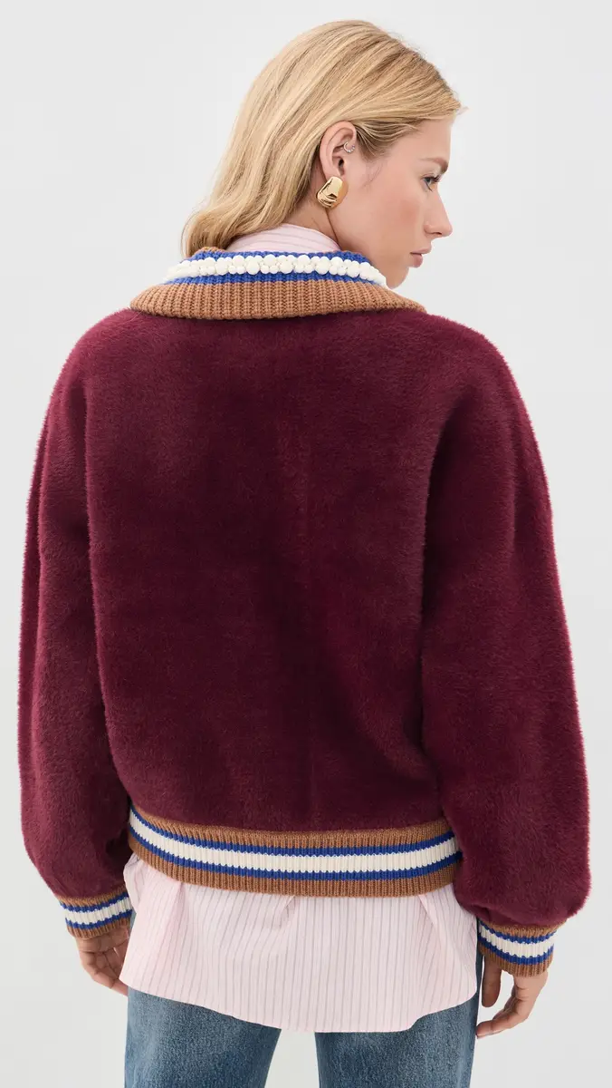 Essentiel Antwerp Kamore Knit Jacket with Collar Combo2 Wine Not | Thumbnail 3 Essentiel Antwerp Kamore Knit Jacket with Collar Combo2 Wine Not | Thumbnail 3