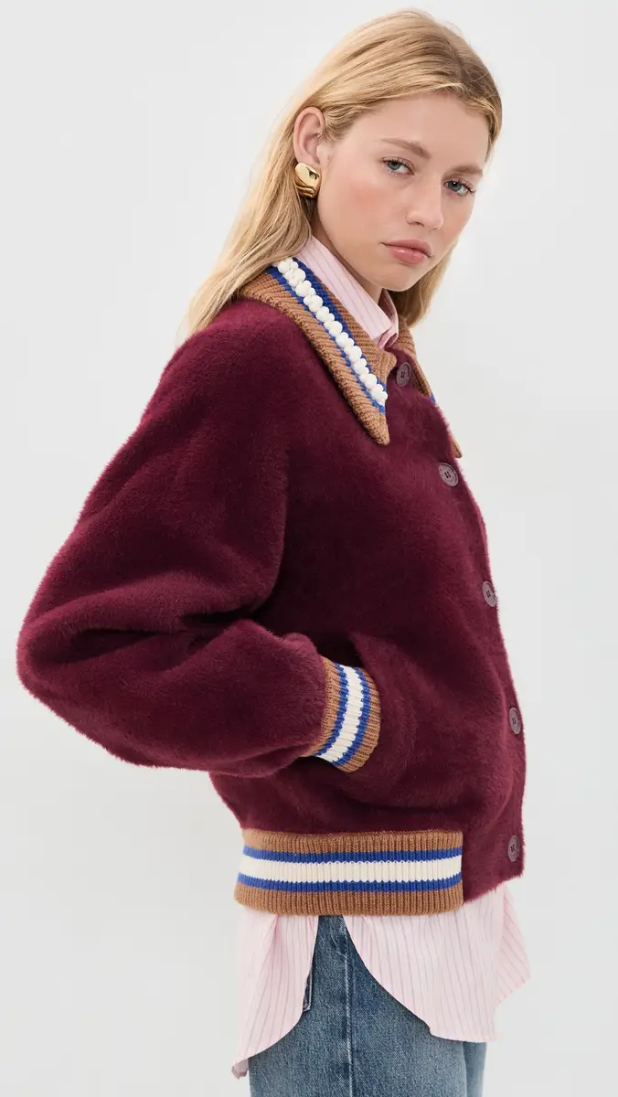 Essentiel Antwerp Kamore Knit Jacket with Collar Combo2 Wine Not | Thumbnail 4 Essentiel Antwerp Kamore Knit Jacket with Collar Combo2 Wine Not | Thumbnail 4