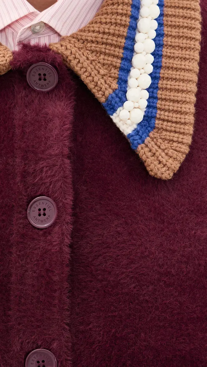 Essentiel Antwerp Kamore Knit Jacket with Collar Combo2 Wine Not | Thumbnail 6 Essentiel Antwerp Kamore Knit Jacket with Collar Combo2 Wine Not | Thumbnail 6