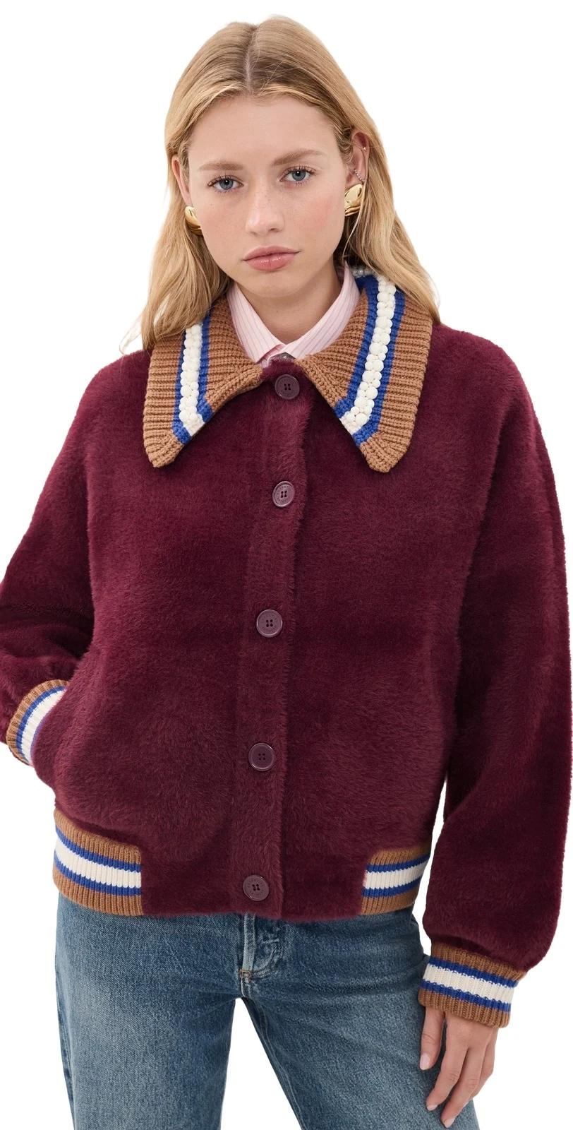 Kamore Knit Jacket with Collar Combo2 Wine Not Kamore Knit Jacket with Collar Combo2 Wine Not