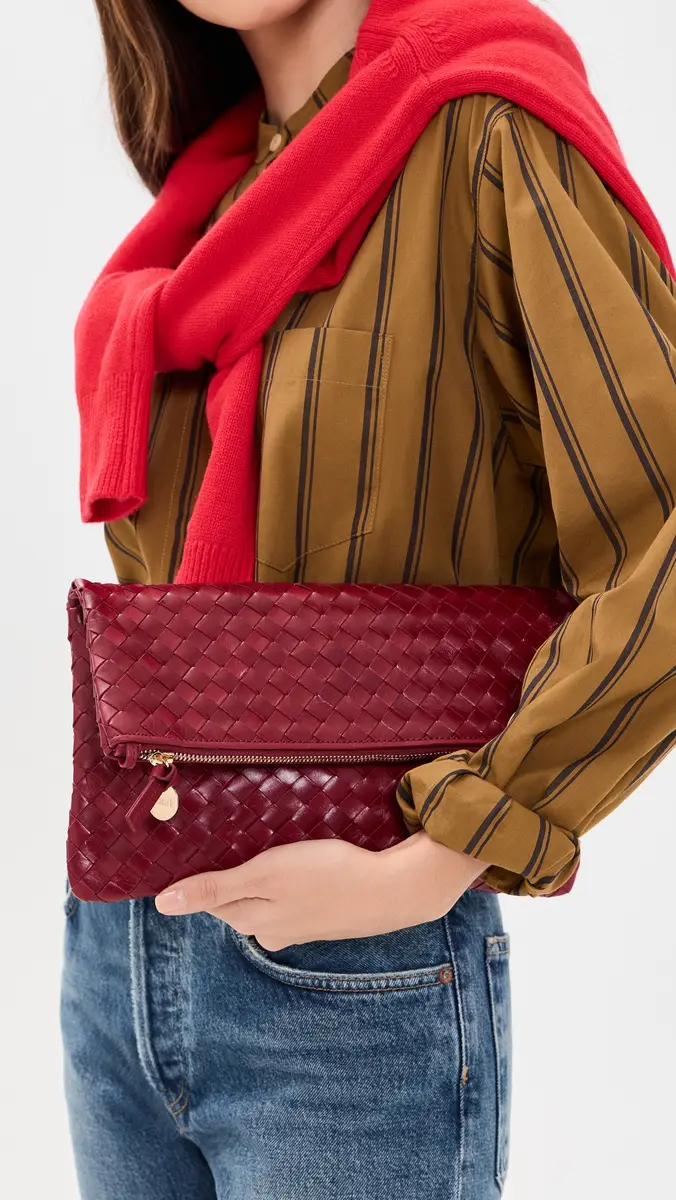 Clare V. Clare V. Medium Woven Diagonal Foldover Clutch | Thumbnail 3 Clare V. Clare V. Medium Woven Diagonal Foldover Clutch | Thumbnail 3