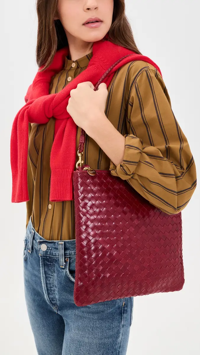 Clare V. Clare V. Medium Woven Diagonal Foldover Clutch | Thumbnail 4 Clare V. Clare V. Medium Woven Diagonal Foldover Clutch | Thumbnail 4