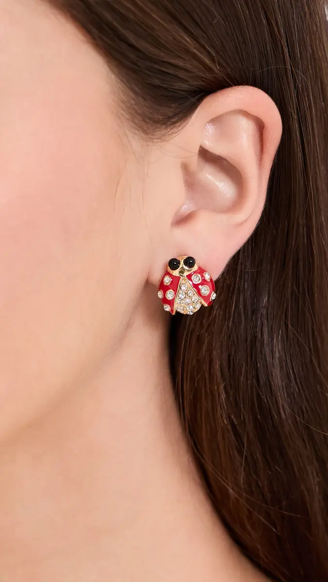 KENNETH JAY LANE Crystal Ladybug Back Ball Earring | Thumbnail 3 KENNETH JAY LANE Crystal Ladybug Back Ball Earring | Thumbnail 3