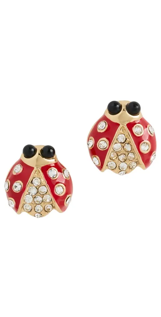 KENNETH JAY LANE Crystal Ladybug Back Ball Earring