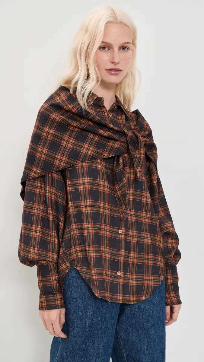 Essentiel Antwerp Kiss Oversized Shirt With Scarf Combo1 Firestarter | Thumbnail 2 Essentiel Antwerp Kiss Oversized Shirt With Scarf Combo1 Firestarter | Thumbnail 2