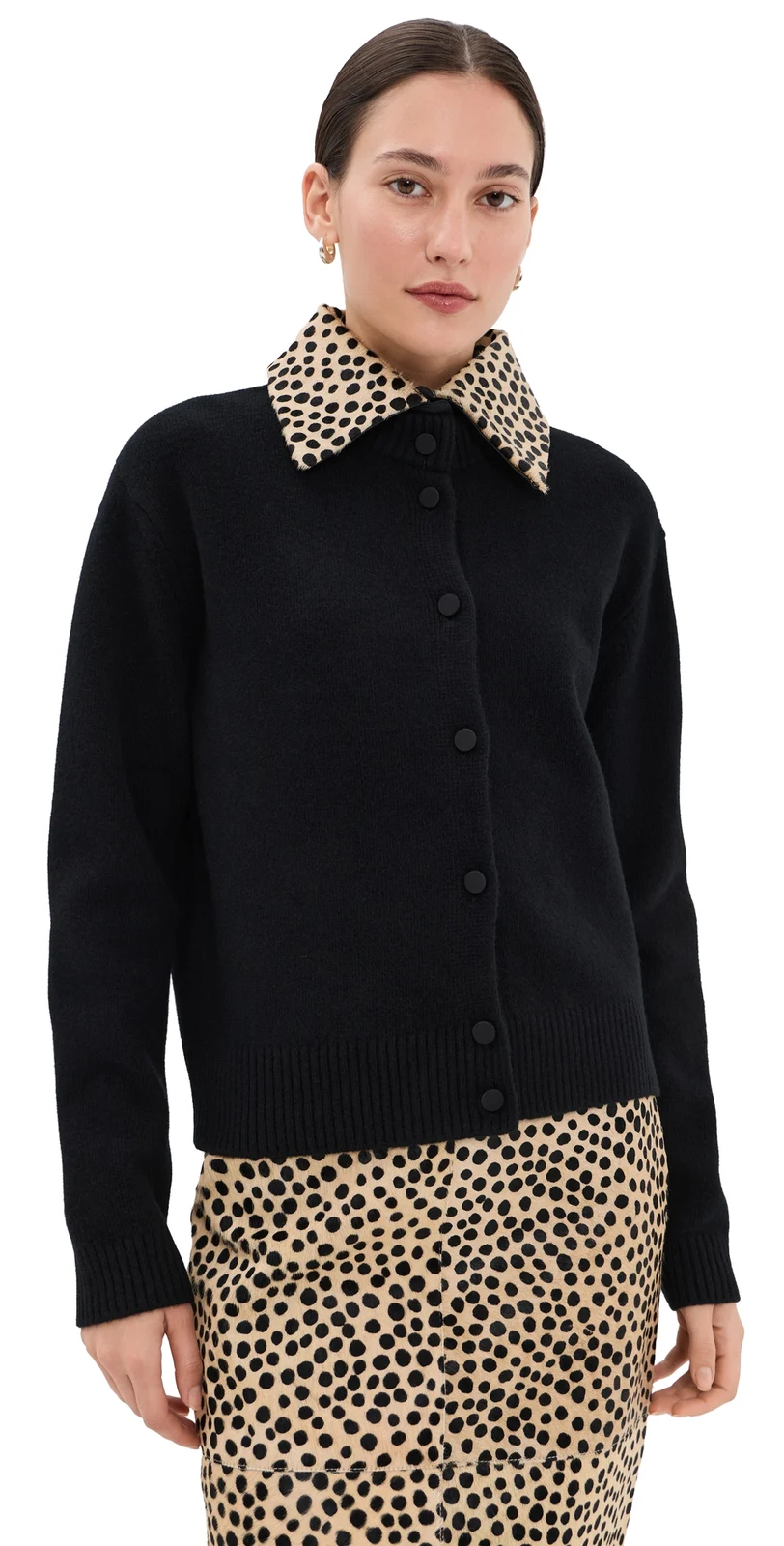 RÓHE Cheetah Collar Cardigan