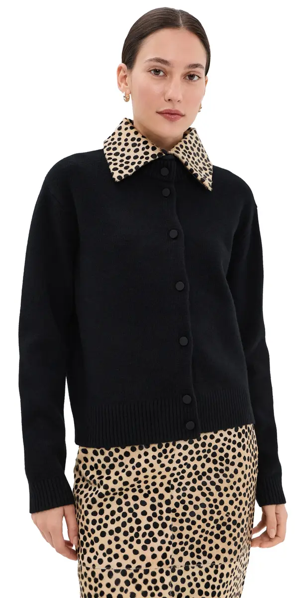 RÓHE Cheetah Collar Cardigan