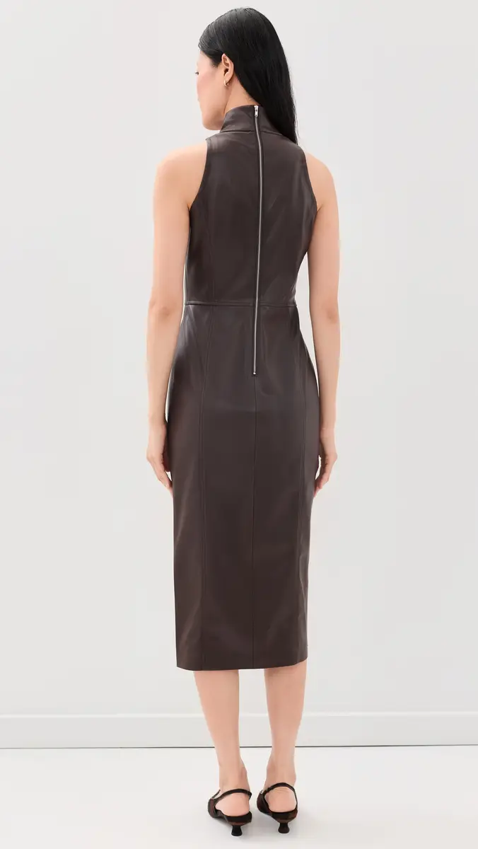 susana monaco Faux Leather Mock Sleeveless Slit Dress | Thumbnail 3 susana monaco Faux Leather Mock Sleeveless Slit Dress | Thumbnail 3