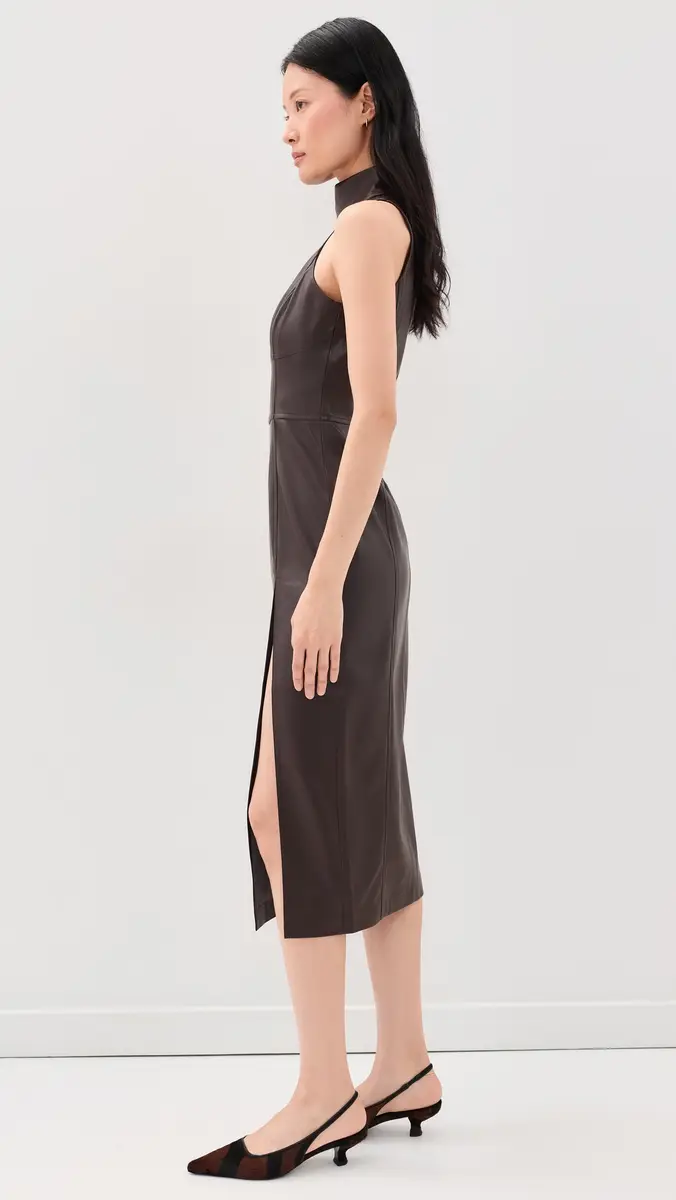 susana monaco Faux Leather Mock Sleeveless Slit Dress | Thumbnail 4 susana monaco Faux Leather Mock Sleeveless Slit Dress | Thumbnail 4