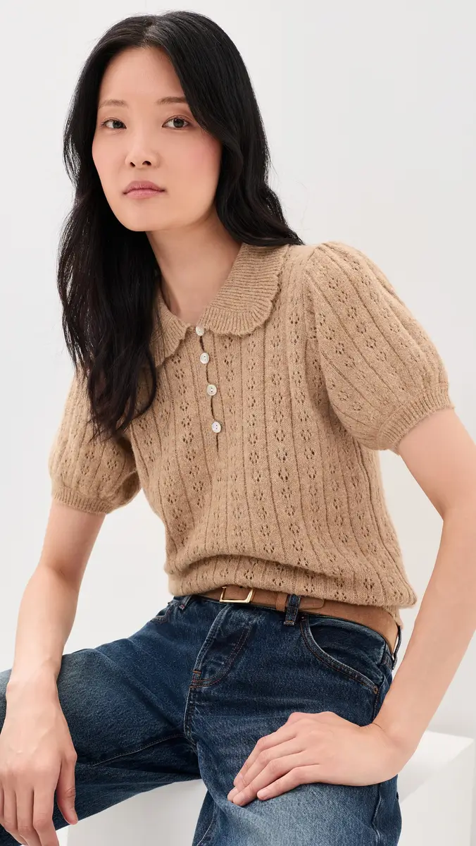Marine Layer Short Sleeve Pointelle Polo | Thumbnail 2 Marine Layer Short Sleeve Pointelle Polo | Thumbnail 2