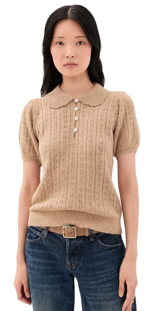 Marine Layer Short Sleeve Pointelle Polo