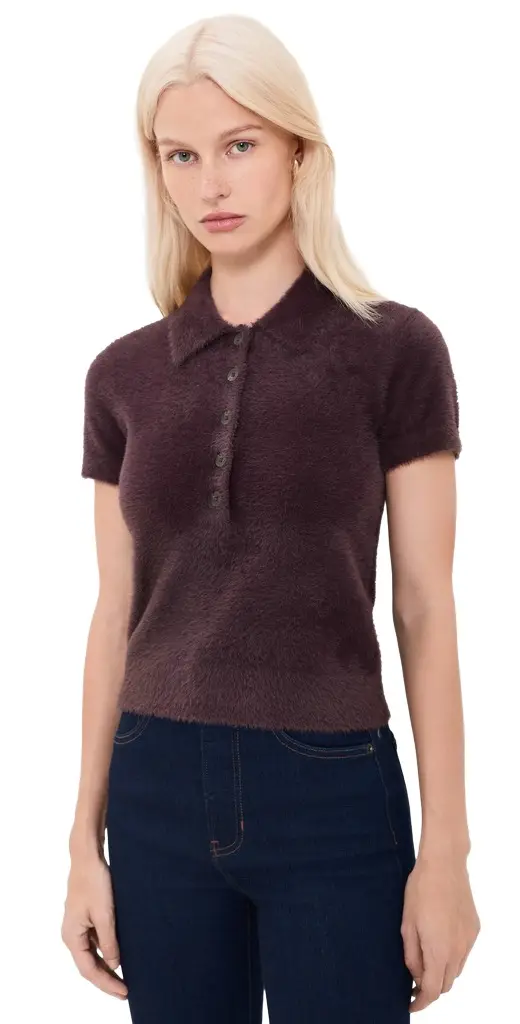 L'Agence Cirrus Short Sleeve Crop Polo