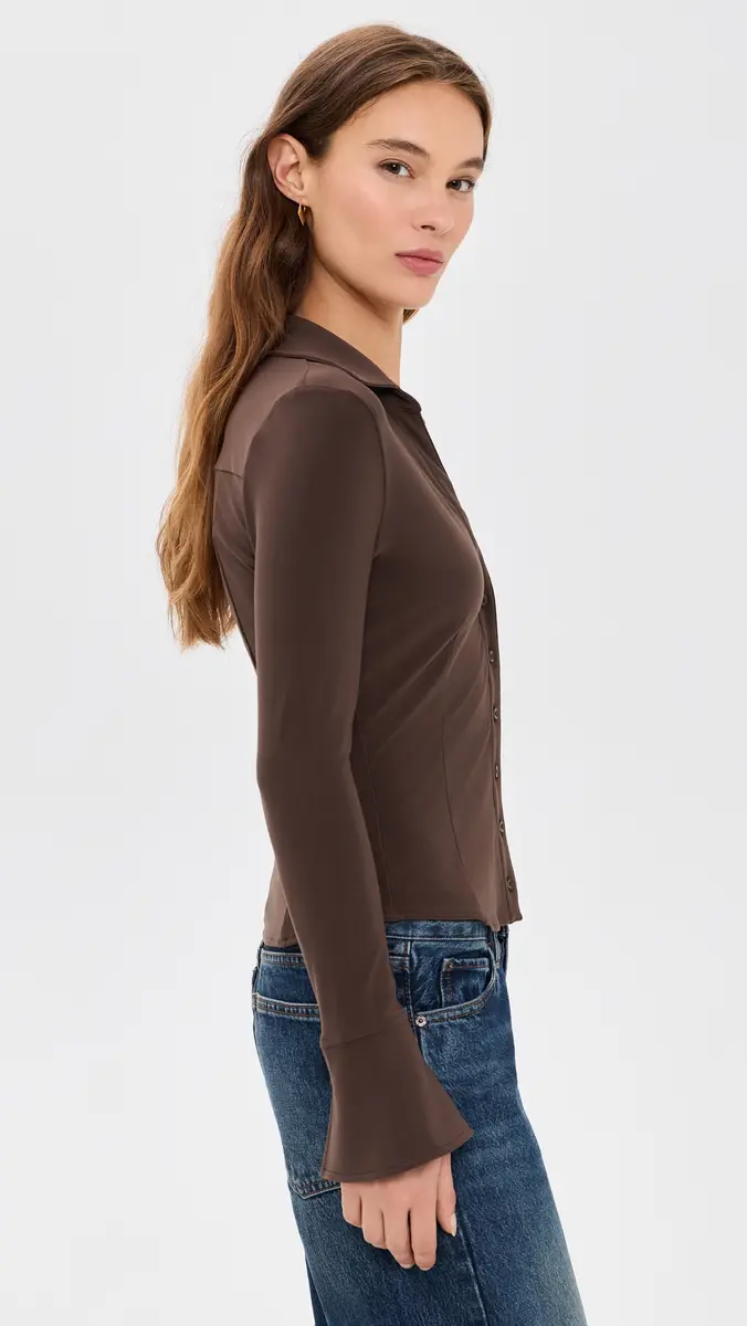 Alice + Olivia Freya Fitted Nipped Waist Button Down Top | Thumbnail 4 Alice + Olivia Freya Fitted Nipped Waist Button Down Top | Thumbnail 4