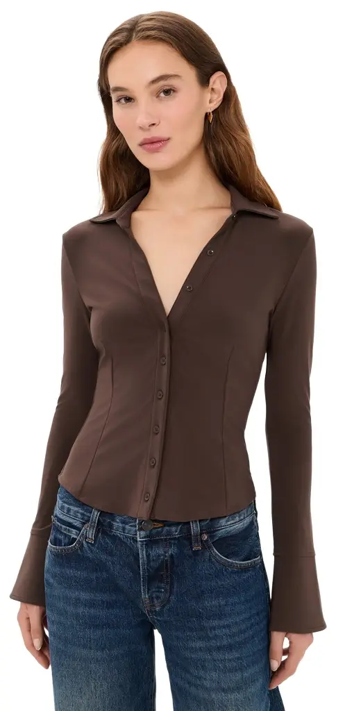Freya Fitted Nipped Waist Button Down Top Freya Fitted Nipped Waist Button Down Top