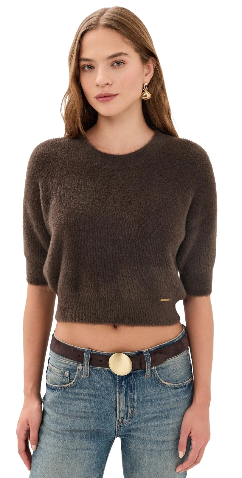 L'Agence Guinevere Short Sleeve Crop Crew Pullover