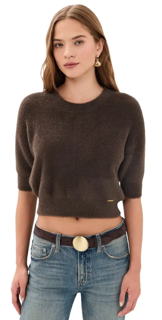 L'Agence Guinevere Short Sleeve Crop Crew Pullover