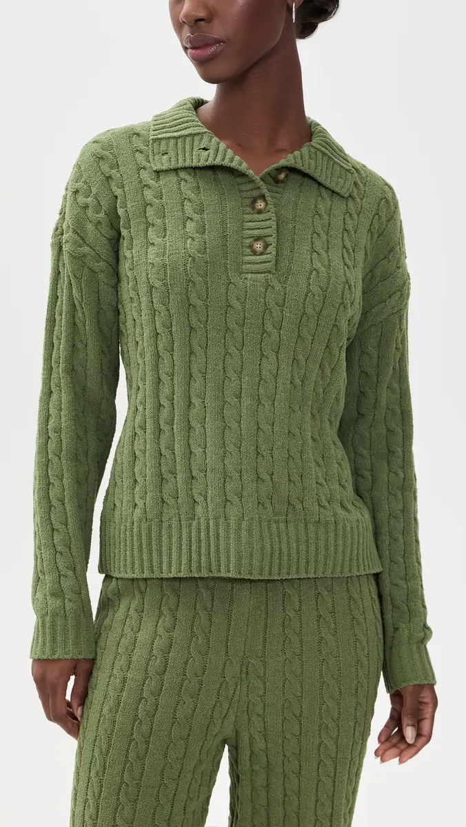 PJ Salvage Cozy Chenille Cable Knit Henley | Thumbnail 2 PJ Salvage Cozy Chenille Cable Knit Henley | Thumbnail 2