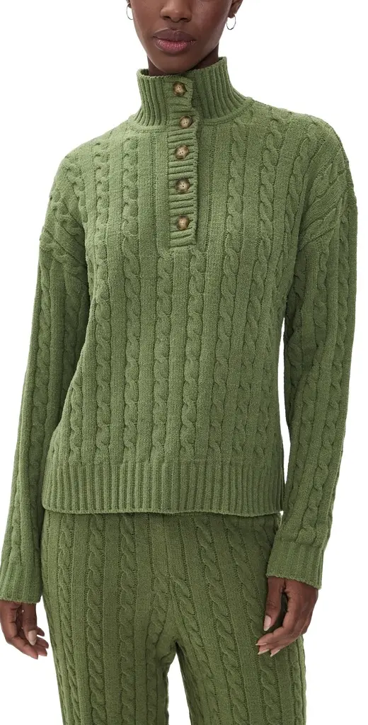 PJ Salvage Cozy Chenille Cable Knit Henley