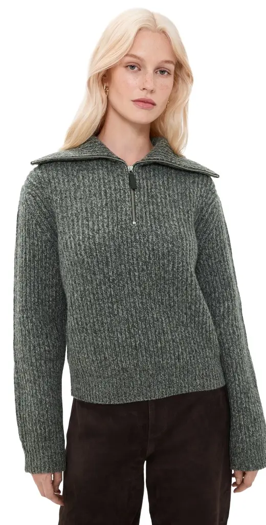 Vince Sailor Collar Half Zip Pullover