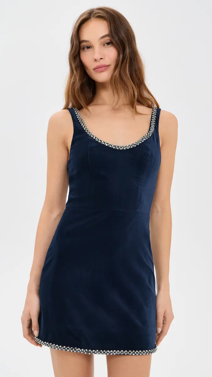 Alice + Olivia Charlotte Scoop Neck Fitted Velvet Mini Dress | Thumbnail 2