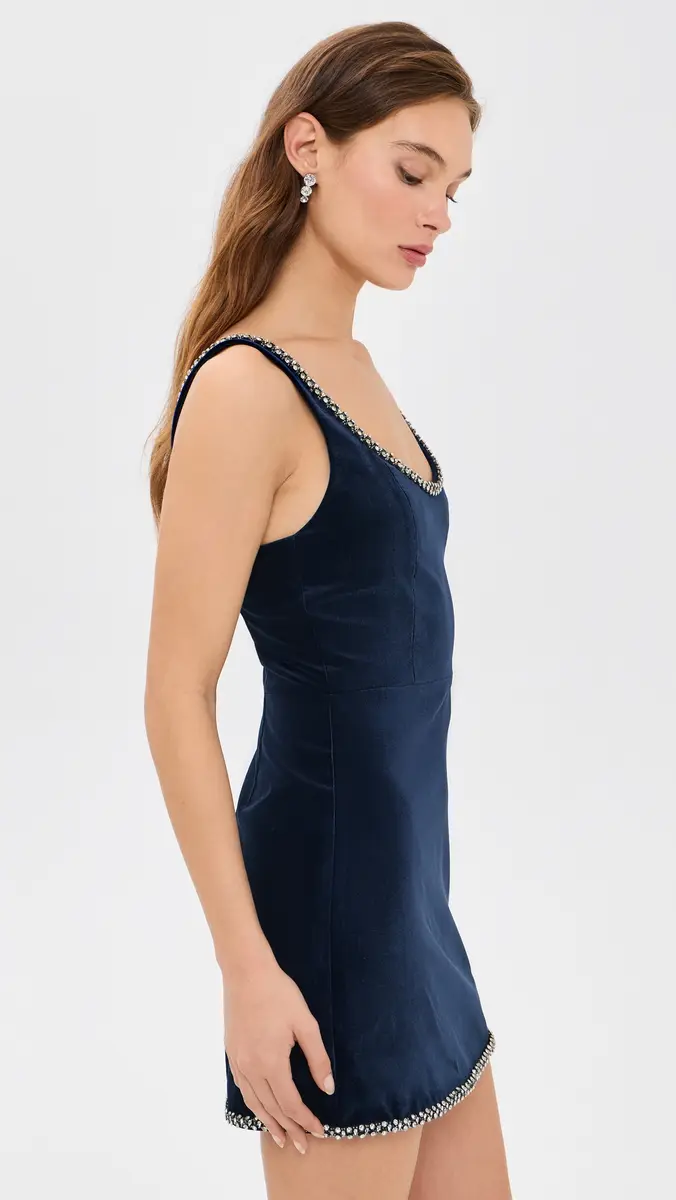 Alice + Olivia Charlotte Scoop Neck Fitted Velvet Mini Dress | Thumbnail 4