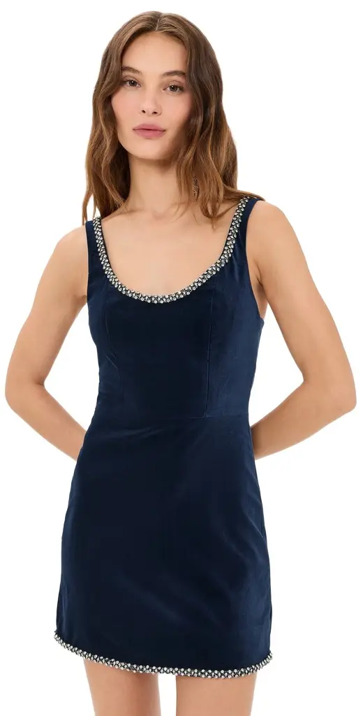 Charlotte Scoop Neck Fitted Velvet Mini Dress