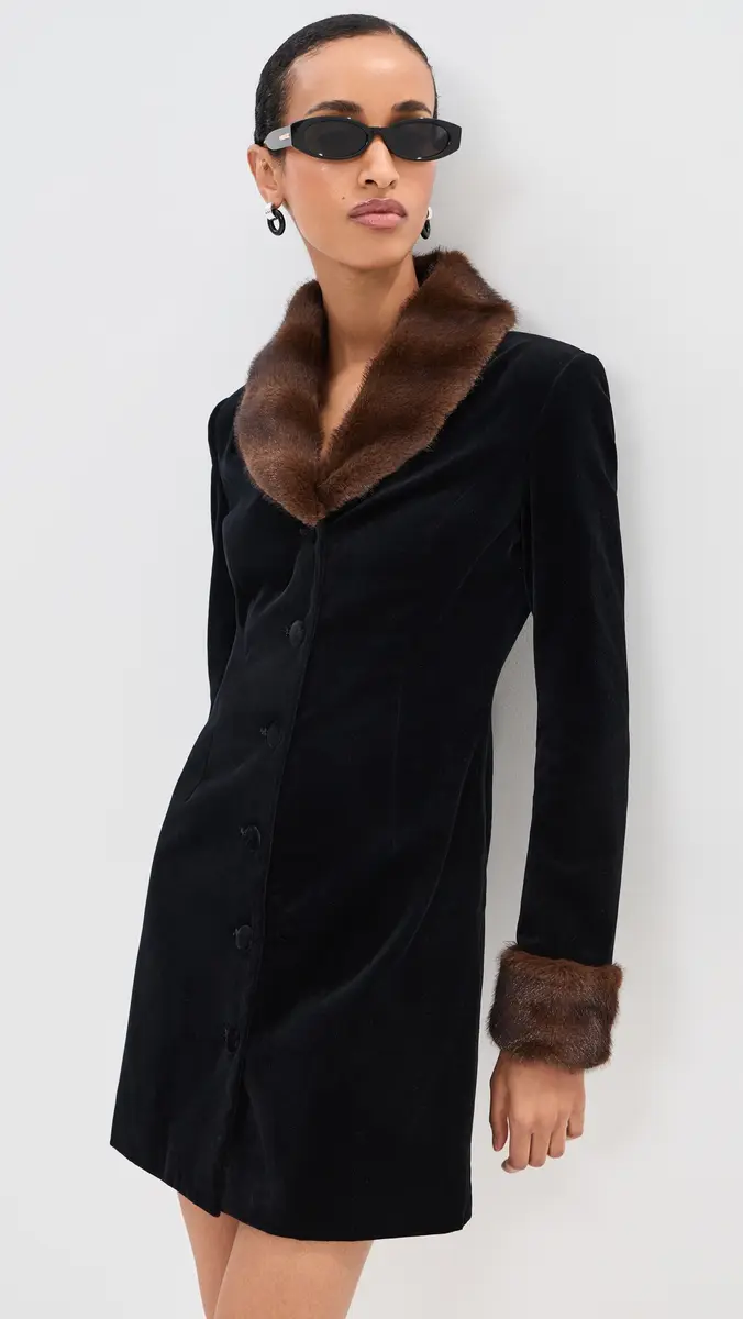 Tanner Fletcher Antoinette Faux Fur Collar Mini Dress | Thumbnail 2 Tanner Fletcher Antoinette Faux Fur Collar Mini Dress | Thumbnail 2