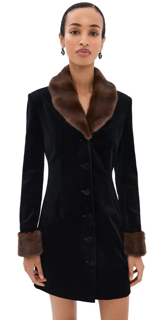 Antoinette Faux Fur Collar Mini Dress Antoinette Faux Fur Collar Mini Dress