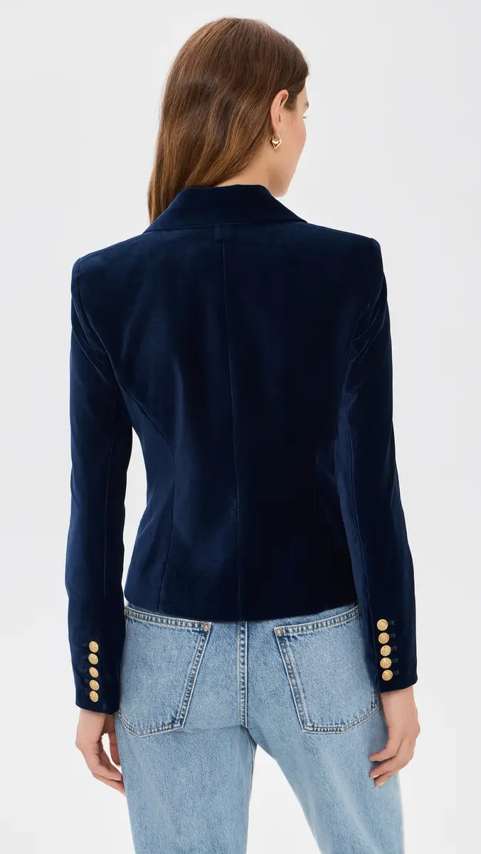 Alice + Olivia Sable Double Breasted Velvet Cropped Blazer | Thumbnail 3 Alice + Olivia Sable Double Breasted Velvet Cropped Blazer | Thumbnail 3