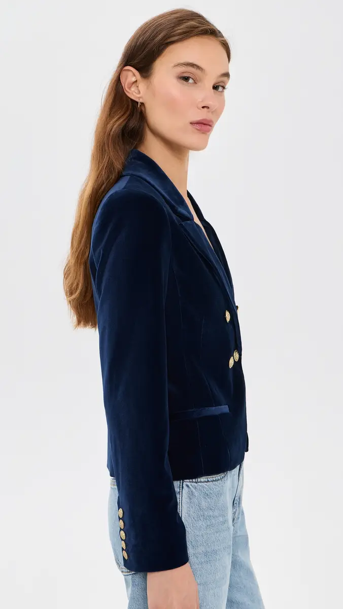 Alice + Olivia Sable Double Breasted Velvet Cropped Blazer | Thumbnail 4 Alice + Olivia Sable Double Breasted Velvet Cropped Blazer | Thumbnail 4