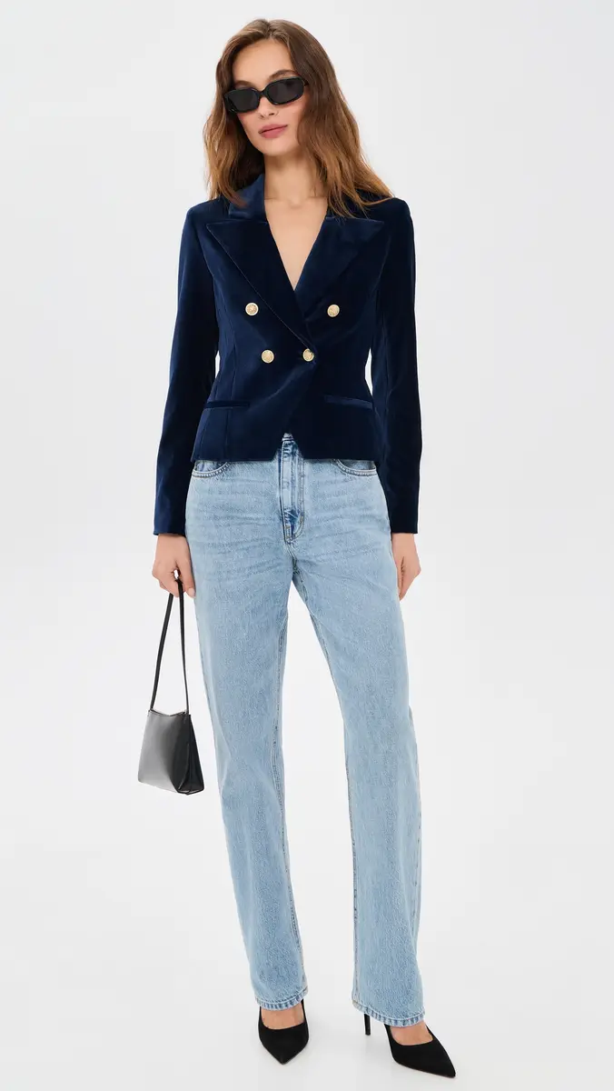 Alice + Olivia Sable Double Breasted Velvet Cropped Blazer | Thumbnail 5 Alice + Olivia Sable Double Breasted Velvet Cropped Blazer | Thumbnail 5