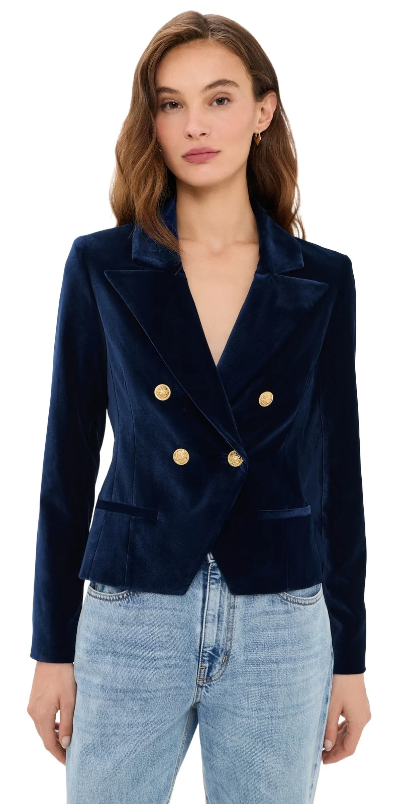 Sable Double Breasted Velvet Cropped Blazer Sable Double Breasted Velvet Cropped Blazer