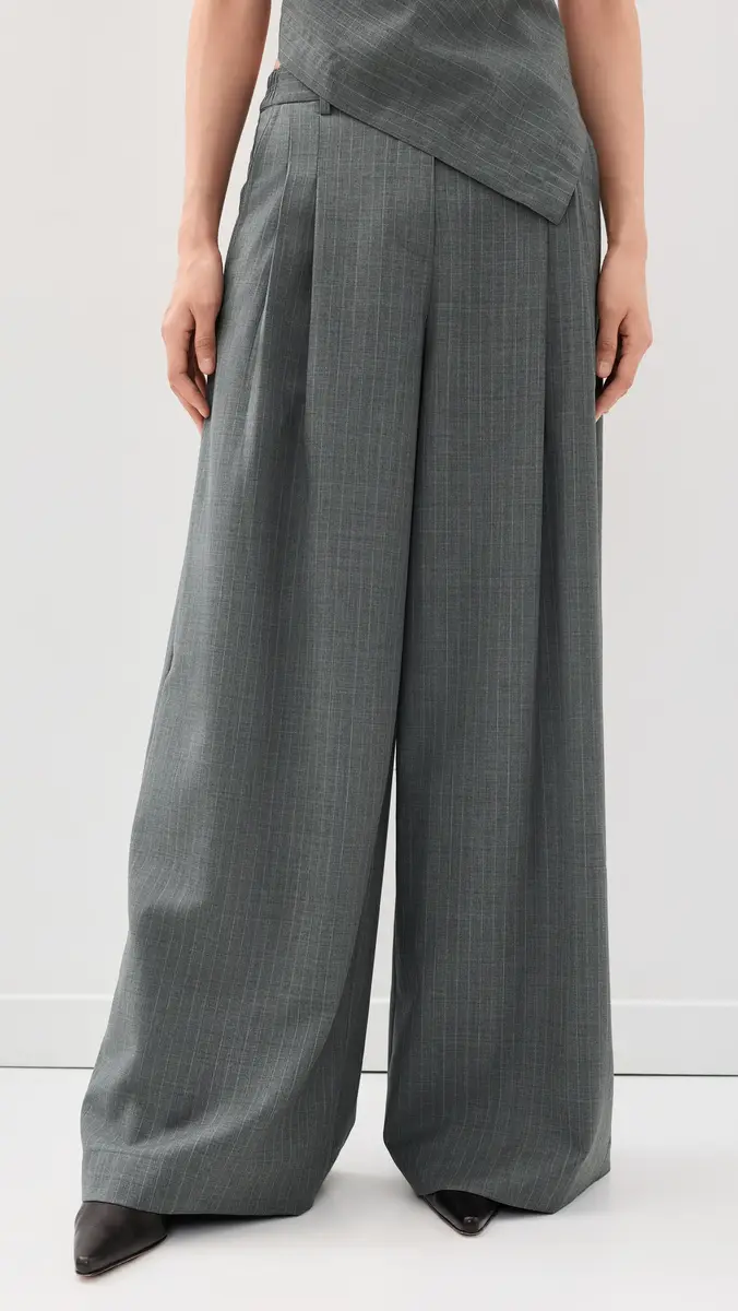 Helmut Lang Wide Leg Double Pleat Trousers | Thumbnail 2
