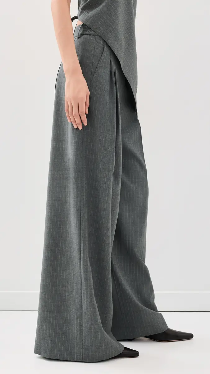 Helmut Lang Wide Leg Double Pleat Trousers | Thumbnail 4