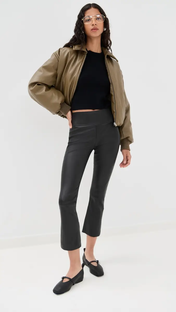 Sprwmn Leather Crop Flare Leggings | Thumbnail 2 Sprwmn Leather Crop Flare Leggings | Thumbnail 2