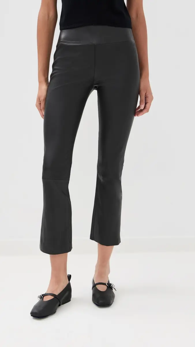 Sprwmn Leather Crop Flare Leggings | Thumbnail 3 Sprwmn Leather Crop Flare Leggings | Thumbnail 3