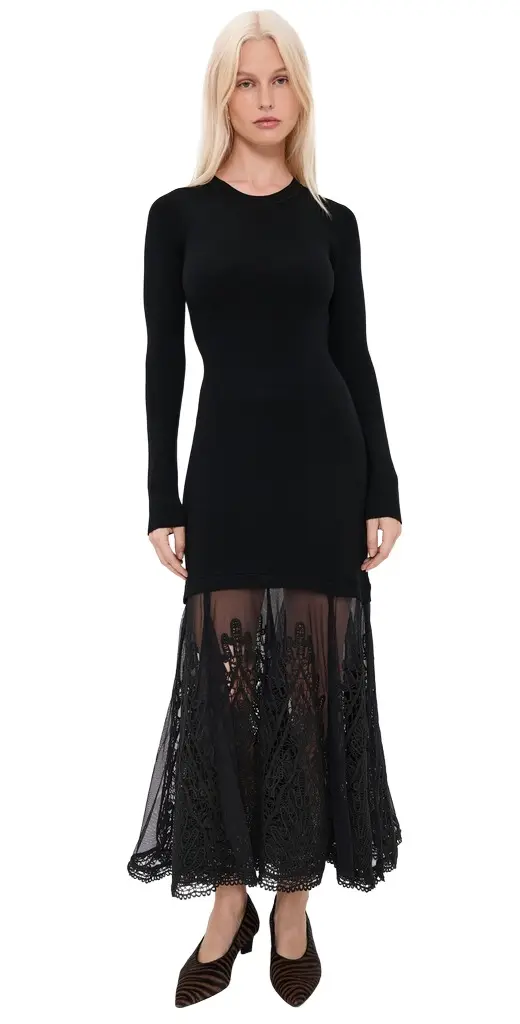 Vali Embellished Mixed Media Maxi Dress