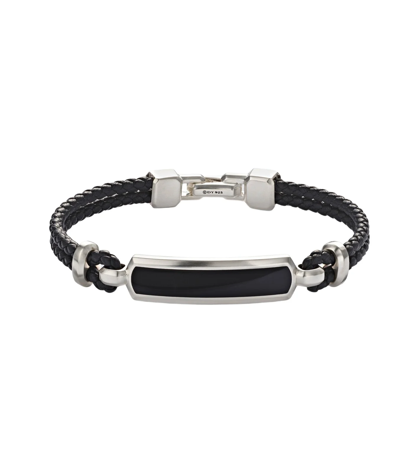 David Yurman Streamline sterling silver and leather bracelet with onyx