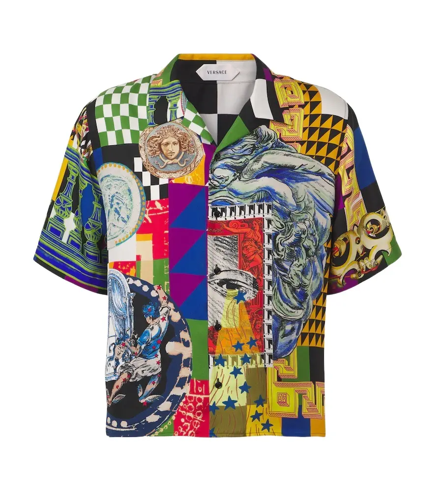 Versace Medusa silk twill bowling shirt