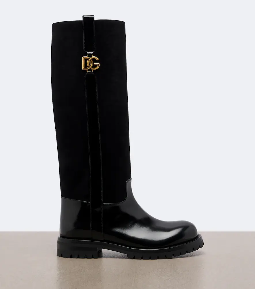 Dolce & Gabbana DG leather and suede knee-high boots | Thumbnail 2 Dolce & Gabbana DG leather and suede knee-high boots | Thumbnail 2