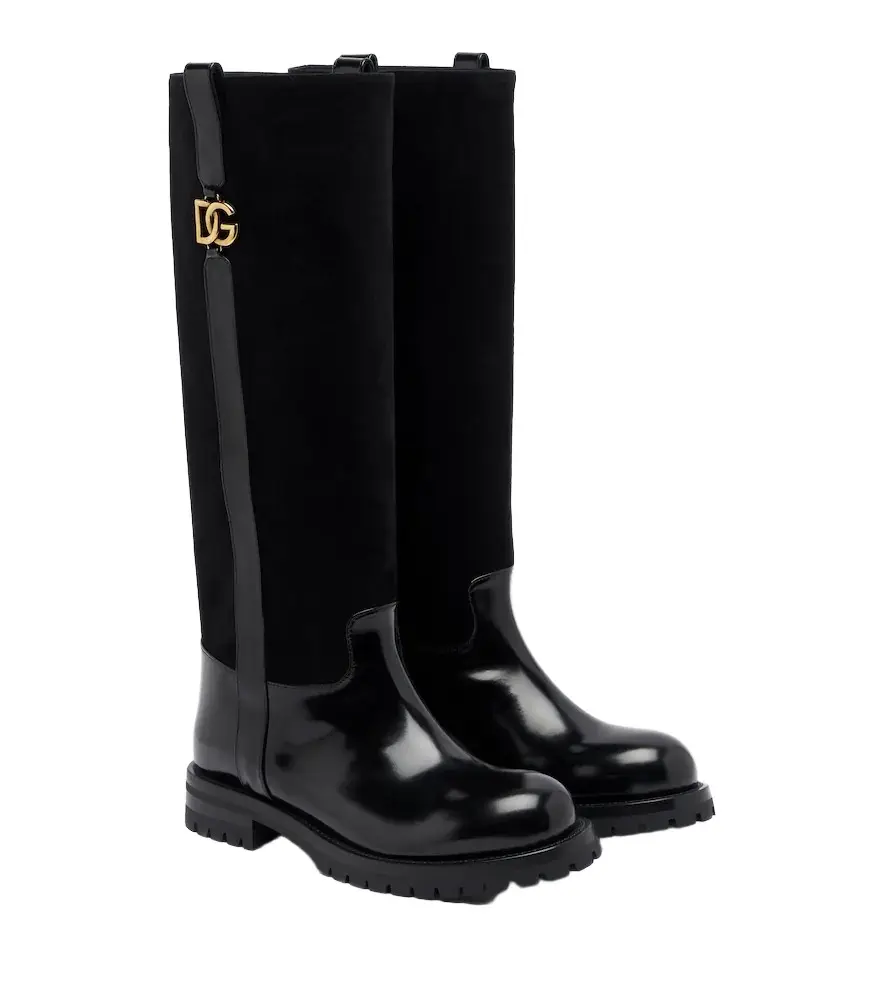 DG leather and suede knee-high boots