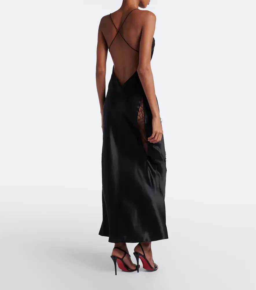 Roberto Cavalli Lace-trimmed silk satin slip dress | Thumbnail 3