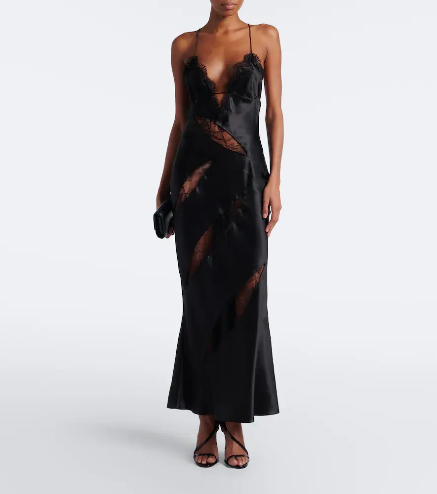 Roberto Cavalli Lace-trimmed silk satin slip dress | Thumbnail 5