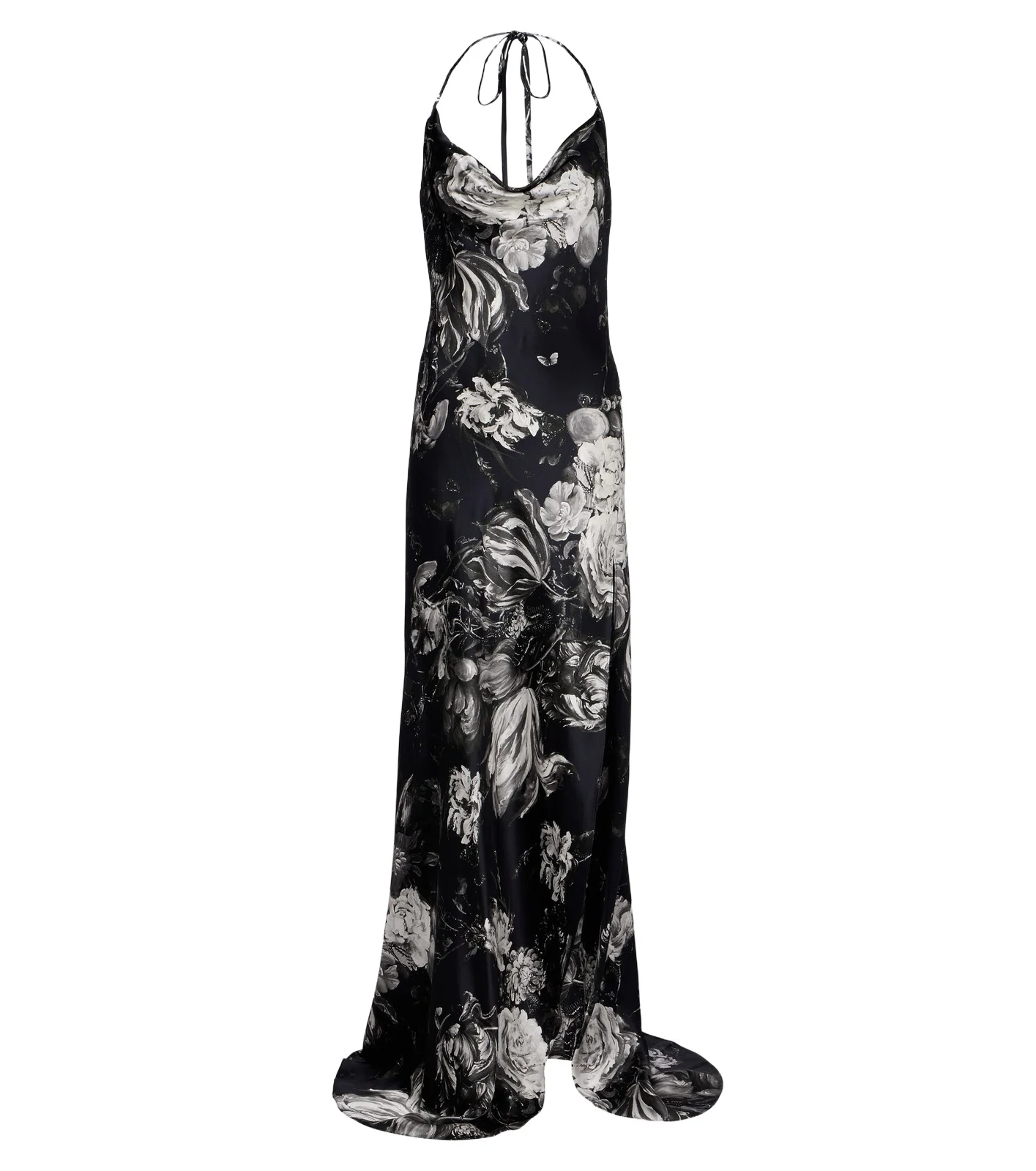 Floral halterneck silk maxi dress