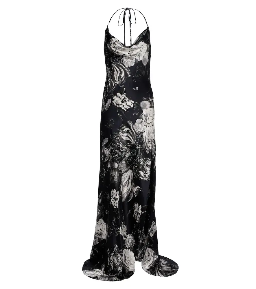 Floral halterneck silk maxi dress Floral halterneck silk maxi dress