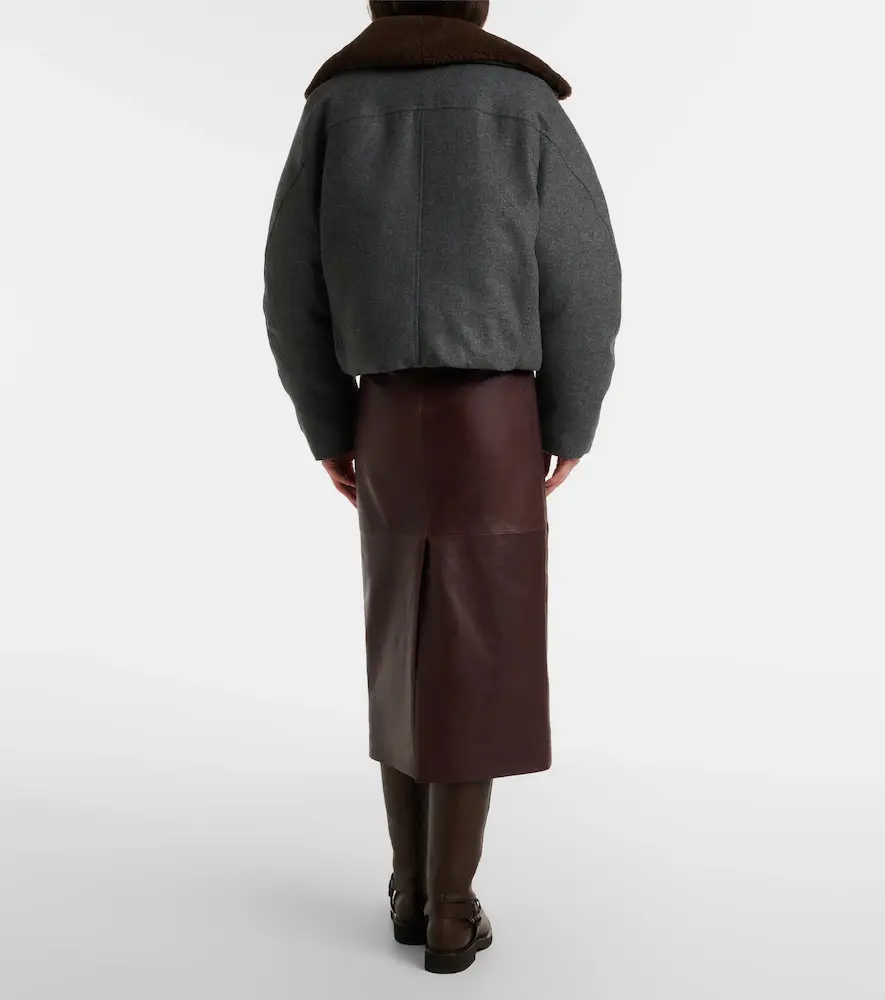 Brunello Cucinelli Leather midi skirt | Thumbnail 2