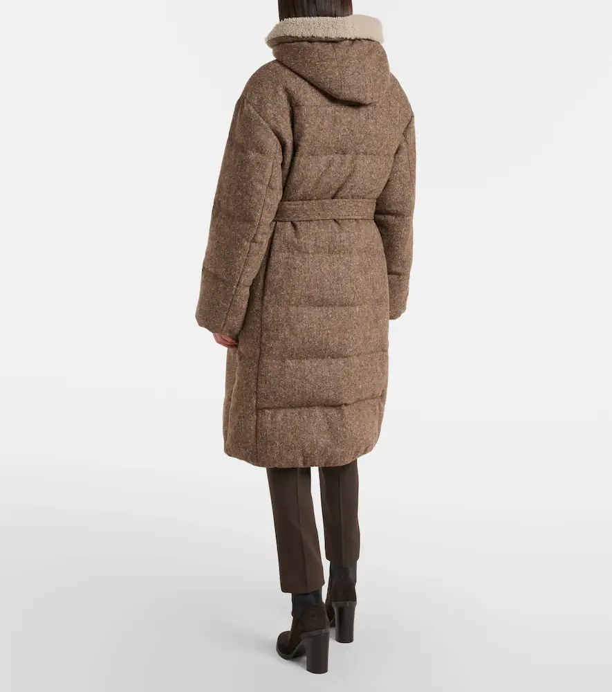 Brunello Cucinelli Shearling-trimmed wool-blend down coat | Thumbnail 2 Brunello Cucinelli Shearling-trimmed wool-blend down coat | Thumbnail 2