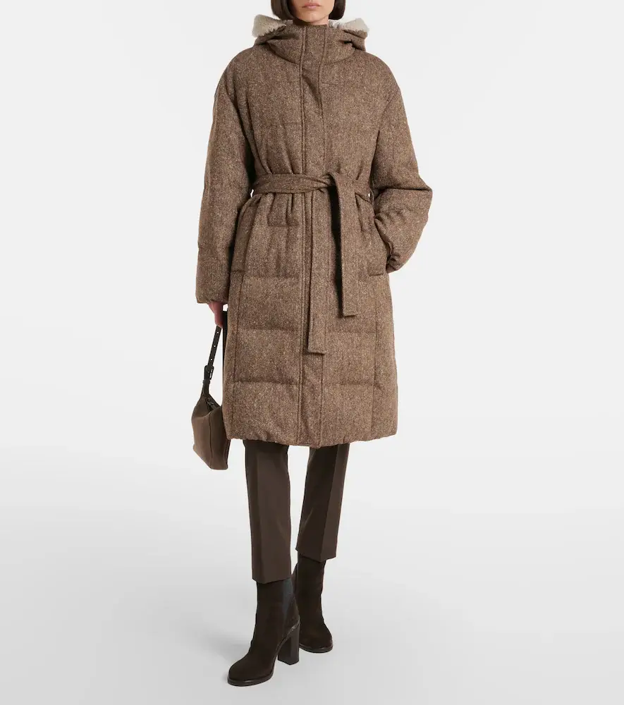 Brunello Cucinelli Shearling-trimmed wool-blend down coat | Thumbnail 3 Brunello Cucinelli Shearling-trimmed wool-blend down coat | Thumbnail 3