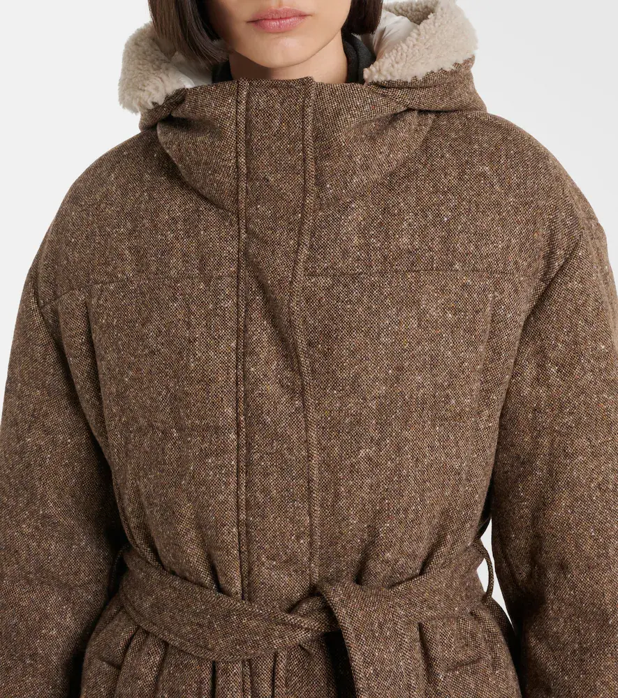 Brunello Cucinelli Shearling-trimmed wool-blend down coat | Thumbnail 4 Brunello Cucinelli Shearling-trimmed wool-blend down coat | Thumbnail 4